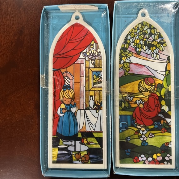 1989 ENESCO PRECIOUS MOMENTS COLLECTORS   SET OF 7 STAINED GLASS ORNAMENTS - Picture 2 of 16